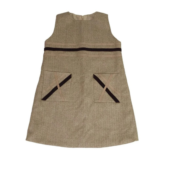 Joan Calabrese Sleeveless Dress Khaki Brown Tweed Size 5 New With Tags $342 - Picture 1 of 9
